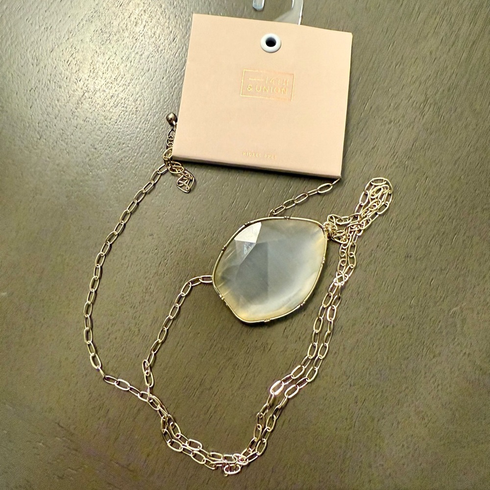 14th & Union Gold Necklace with Gray Pendant